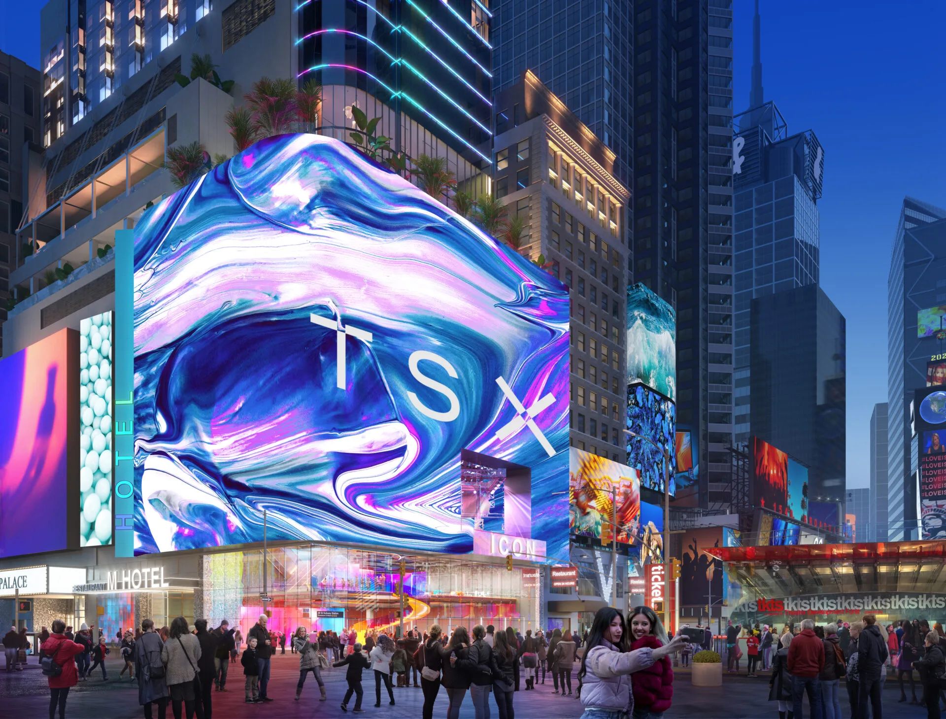 紐約TSX百老匯1800㎡巨幕,三思LED,硬核科技,打造沉浸式,娛樂新地標(biāo)