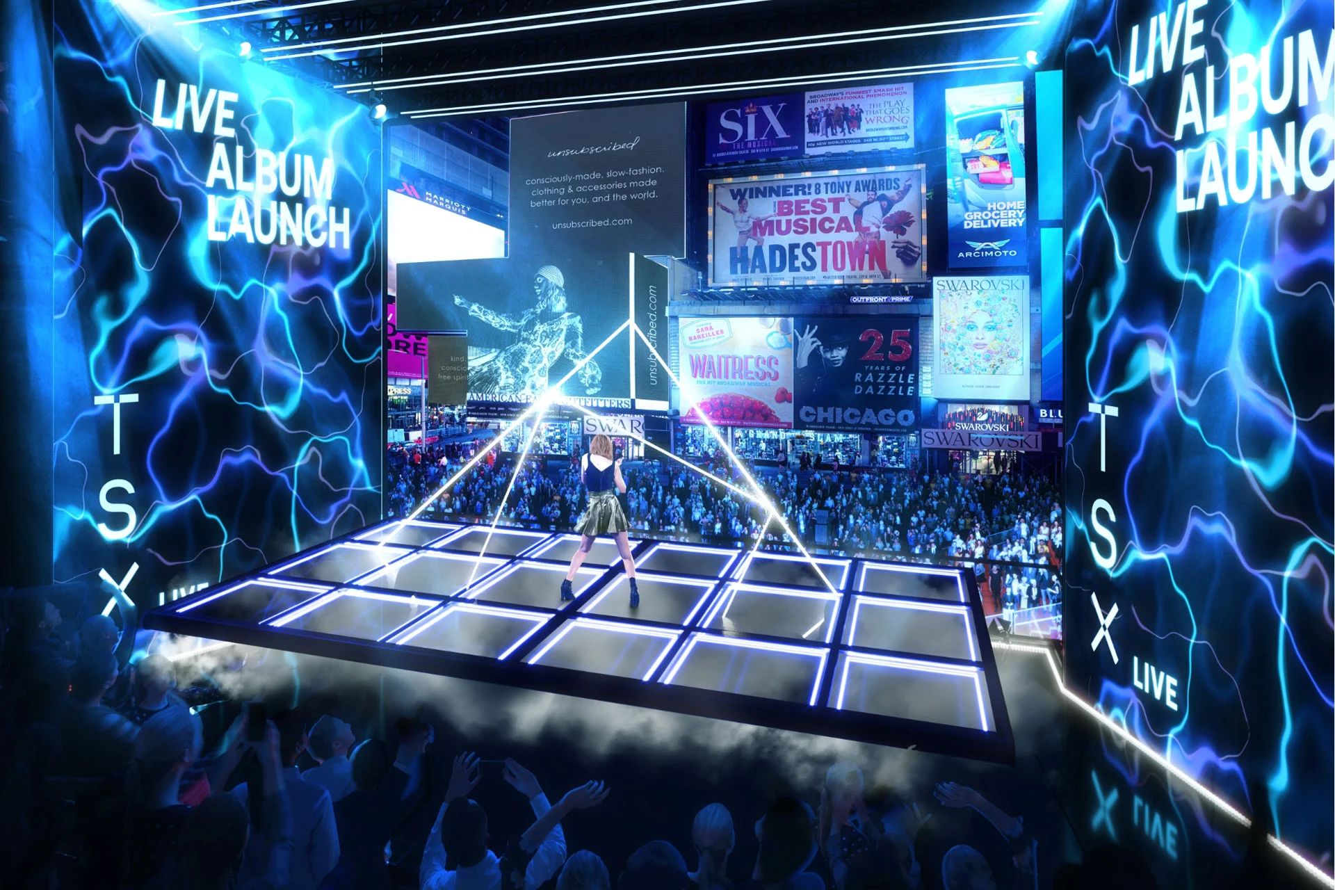 紐約TSX百老匯1800㎡巨幕,三思LED,硬核科技,打造沉浸式,娛樂新地標(biāo)