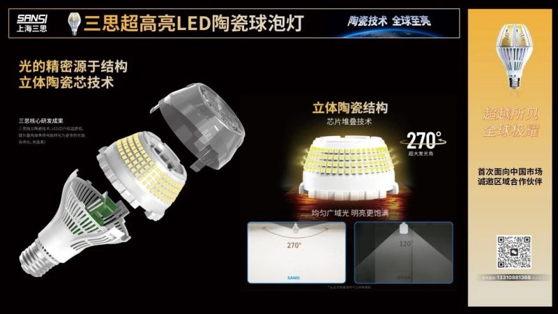 超越所見(jiàn),三思,重磅發(fā)布,10000流明,A21,陶瓷球泡,高端光源,“陶瓷芯”,填補(bǔ)全球市場(chǎng)空白